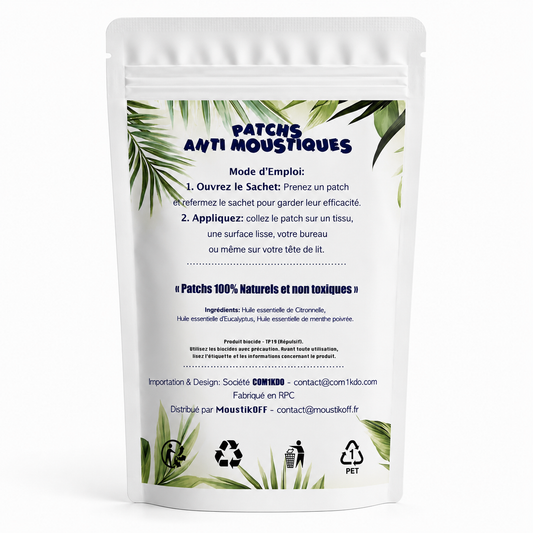 Pack 60 Patchs Anti-Moustiques Naturels | Jusqu’à 8h de protection