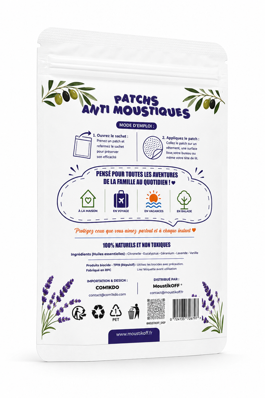 Pack 30 Patchs Anti-Moustiques Naturels | Jusqu’à 8h de protection