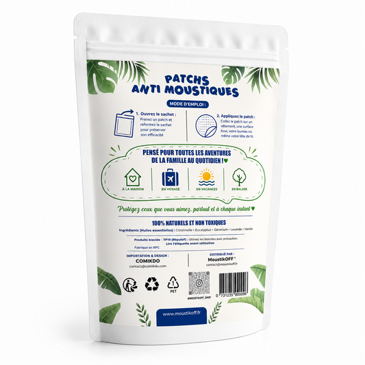 Pack 30 Patchs Anti-Moustiques Naturels | Jusqu’à 8h de protection