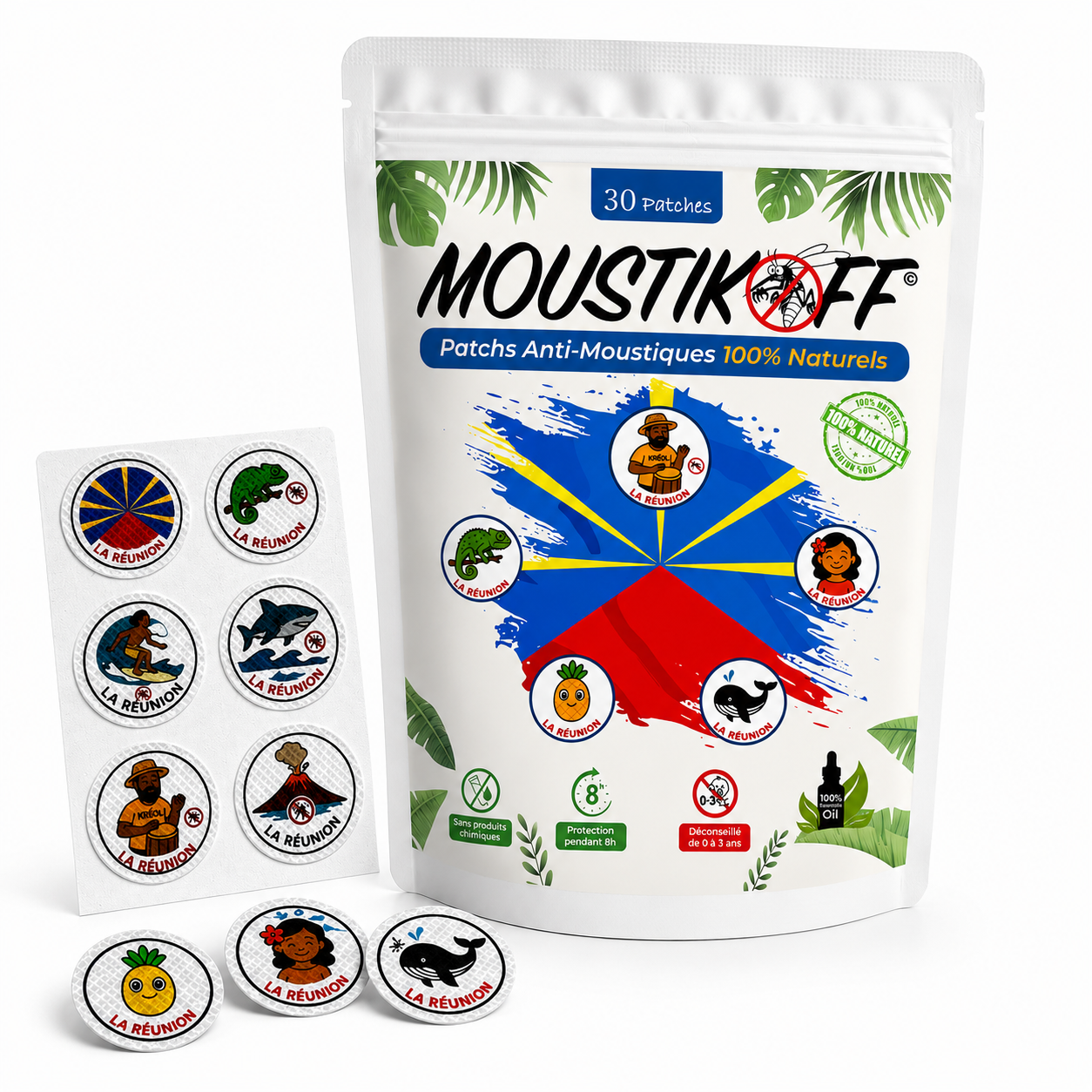 Pack 30 Patchs Anti-Moustiques Naturels | Jusqu’à 8h de protection