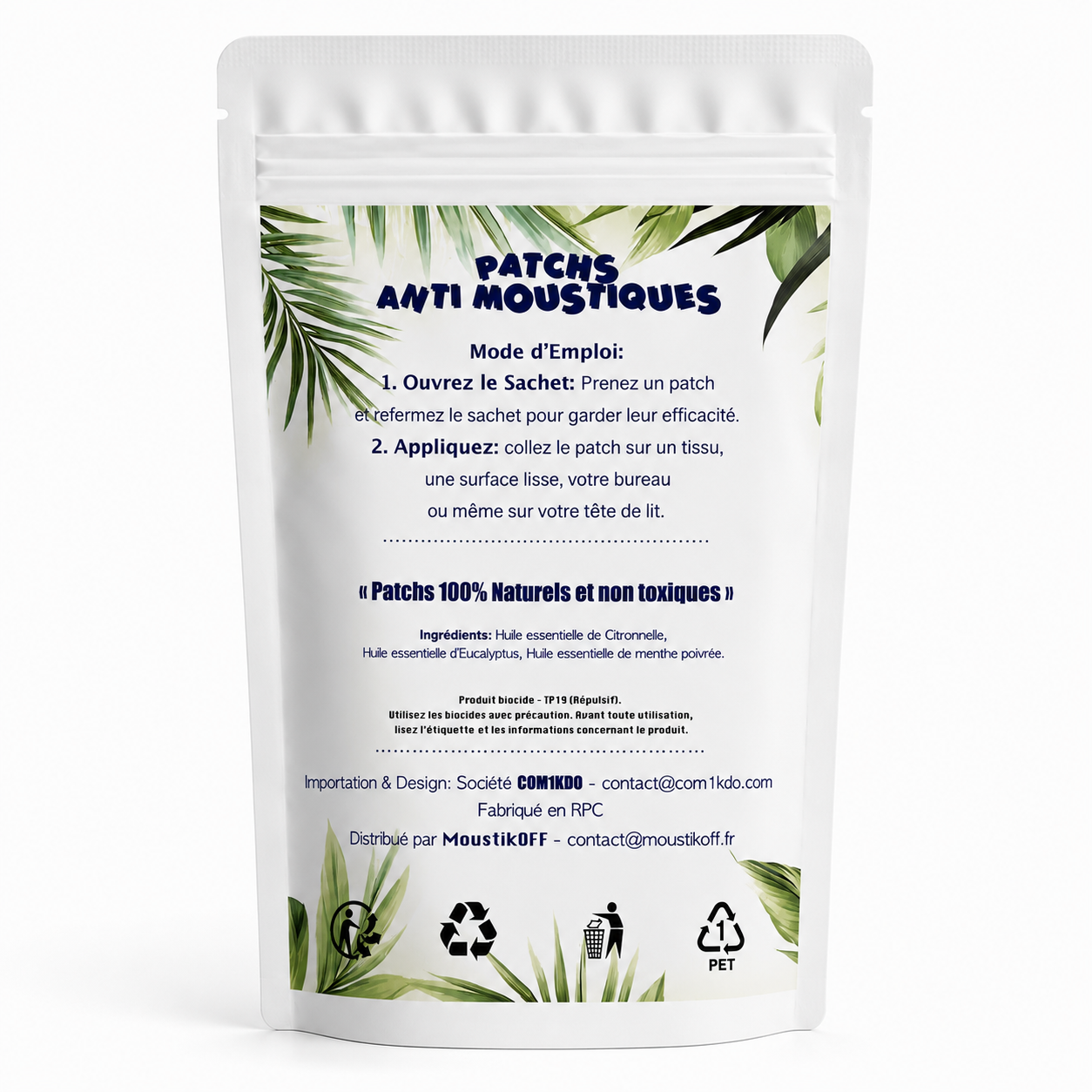 Pack 60 Patchs Anti-Moustiques Naturels | Jusqu’à 8h de protection